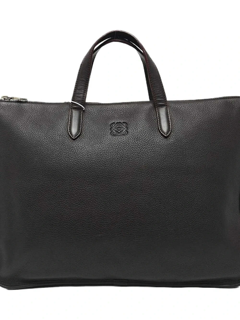 Loewe Dark Brown Pebbled Leather Top-Handle Briefcase
